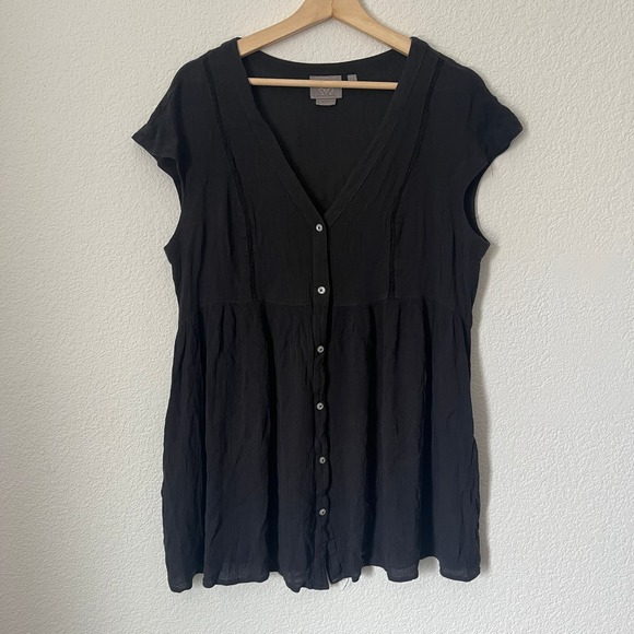 Anthropologie Vanessa Virginia gauze tunic top in black - Picture 2 of 11
